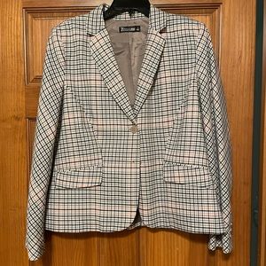 NY&Co 7th Ave Pink and blue plaid blazer
